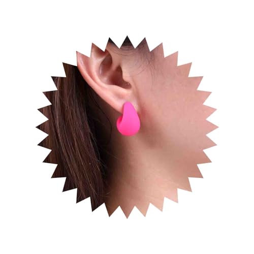 TseenYi Boho Teardrop Ohrringe Rosa Wassertropfen Reifen Ohrring Acryl Runden Reifen Ohrringe Süßigkeiten Farbe Offen Reifen Ohrringe Klobig Reifen Ohrringe Schmuck Für Frauen Und Mädchen von TseenYi