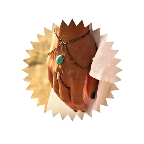 TseenYi Boho Türkis Sklaven Finger Ring Armband Geschichtet Mehrlagig Gold Hand Kette Sklaven-Armband Sommer Strand Schmuck Für Frauen Und Mädchen(1 Stück) von TseenYi