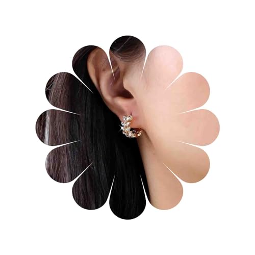 TseenYi Cz Blatt Huggie Ohrringe Gold Blatt Olive Reifen Ohrringe Kristall Blatt Kleine Reifen Ohrringe Olivenblatt Kreis Reifen Ohrringe Winzige Huggie Reifen Ohrringe Schmuck Geschenke Für Frauen von TseenYi