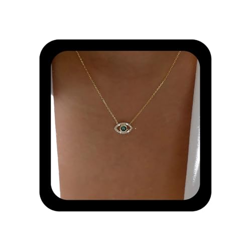 TseenYi Cz Bösen Blick Halskette Gold Bösen Blick Anhänger Halskette Smaragd Edelstein Choker Halskette Funkelnden Strass Auge Anhänger Halskette Kette Schmuck Für Frauen Mädchen Geschenke von TseenYi