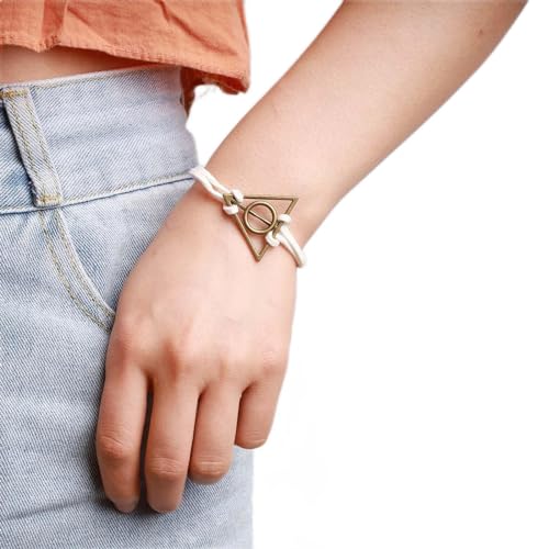 TseenYi Deathly Hallows Geflochtene Armband Geschichtet Handgelenk Seil Armband Schmuck Für Frauen Und Mädchen (weiß 1 Stück) von TseenYi