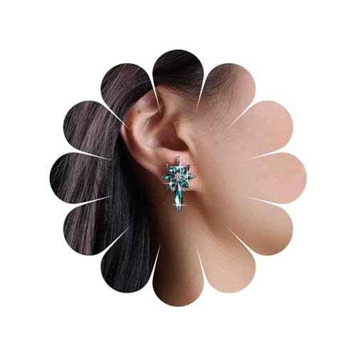 TseenYi Enerald Kristall Ohrringe Cz Marquise Cluster Ohrringe Grün Kristall Blume Baumeln Ohrringe Blume Strass Ohrringe Cubic Zirkonia Cluster Ohrringe Schmuck Für Frauen Und Mädchen von TseenYi