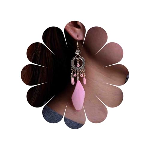 Tseenyi Feder Dangle Ohrringe Gypsy Ethnic Drop Ohrringe rosa Feder Drop Ohrring Perlen Leder Quaste Haken Haken Gold Open Circle Hangelne Statement Leder Charme Ohrschmuck Tseenyi Feder Dangle Ohrringe Gypsy Ethnic Drop Ohrringe rosa Feder Drop Ohrring Perlen Leder Quaste Haken Haken Gold Open Circle Hangelne Statement Leder Charme Ohrschmuck von TseenYi