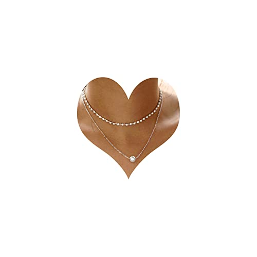 TseenYi Geschichtet Halskette Strass Choker Perle Anhänger Kette Halskette Silber Zirkonia Choker Mehrschichtige funkelnde Strass Halskette Schlüsselbeinkette Hochzeitsschmuck von TseenYi