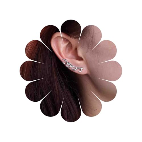 TseenYi Silber Boho/Vintage Retro Zink Cuff Ohrringe ohne Kupplung mit Manschettenknöpfen und Crawler von TseenYi