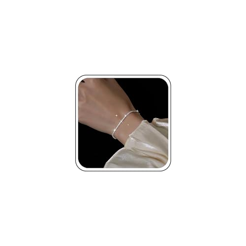 TseenYi Glänzendes Gypsophila-Kettenarmband, Verstellbares Silber-Glanz-Armband, Dünnes Minimalistisches Mini-Armband für Braut Hochzeit Schmuck, Frauen und Mädchen von TseenYi
