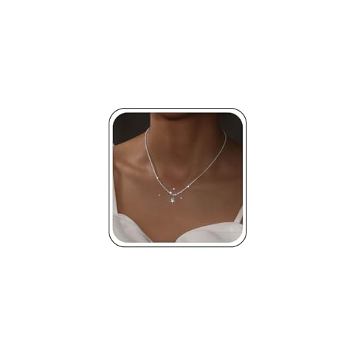TseenYi Glitter Gypsophila Kette Choker Halskette Silber Funkelnde Kette Halskette Cz Diamant Anhänger Halskette Glanz Glitter Choker Halskette Braut Glanz Halskette Schmuck Für Frauen Und Mädchen von TseenYi