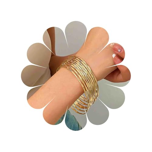 TseenYi Gold Armreif Armband Für Frauen Multi-Layer-Stack Strukturierte Armreif Armbänder Boho Multi Thiny Armreif Set Indischen Bollywood Stackble Armreif Armband Vintage Chunky Bnagle Armband Frauen von TseenYi