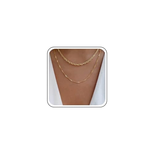 TseenYi Gold Geschichtet Kette Halskette Choker Punk Kette Halskette Minimalistisch Doppelte Schicht Kette Halskette Dicke Kette Schichtung Halskette Kette Schmuck Für Frauen Und Mädchen Geschenke von TseenYi