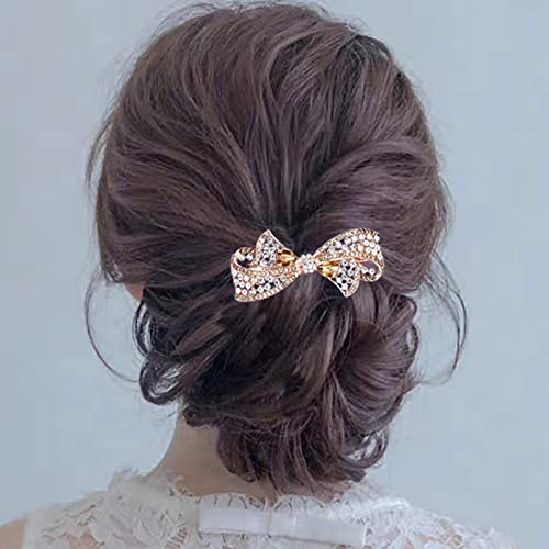 TseenYi Gold mit Champagnerkristall Kristall Schleife Strass Haarspange Clip Frauen und Mädchen Hochzeit Braut Haarspange Dekorative Kopfbedeckungen 1 Stück pro Packung von TseenYi