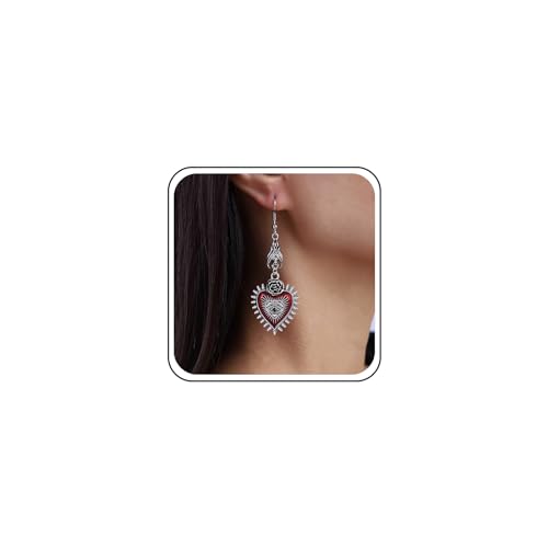 TseenYi Gothic Böser Blick Rote Herz Ohrringe Punk Herz Rock Fledermaus Ohrringe Silber Rose Ohrringe Vintage Herz Rock Ohrringe Gothic Dark Rock Ohrringe Schmuck Für Frauen Und Mädchen von TseenYi