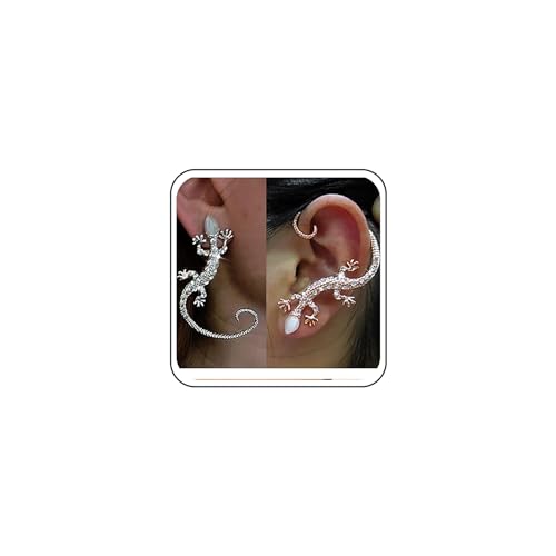 TseenYi Gothic Eidechse Manschette Wickeln Ohrringe Cz Eidechse Wickelt Ohrringe Strass Knorpel Ohr Clip Ohr Manschette Ohrringe Schmuck Für Frauen Und Mädchen (Silber 1pcs) von TseenYi