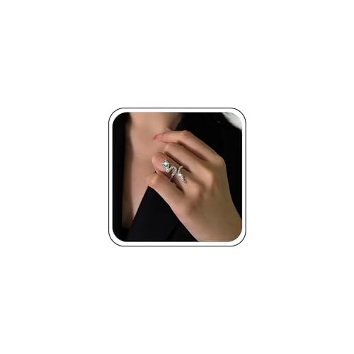 TseenYi Gothic Schlange Wrap Ring Silber Halb Offen Schlange Ring Tier Ringe Serpentine Knöchel Ring Einstellbar Schlange Smaragd Kristall Ring Vintage Finger Ringe Für Frauen Und Mädchen Geschenke von TseenYi