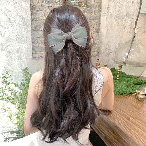 TseenYi Große Haarschleife Haarspange Grau Fabrac Schleife Clip Haarspange Große Schleife Knoten Haarnadel Bowknot Hairclip Vintage Fliege Haarspange Clip Kopfbedeckung Winter Band Schleife von TseenYi