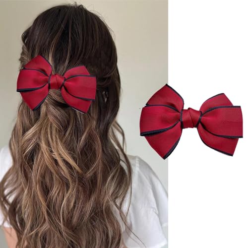 TseenYi Große Haarschleife Haarspange Rot Fabrac Bow Clip Barrette Große Schleife Knoten Haarnadel Bowknot Haarspange Vintage Fliege Barrette Clip Kopfbedeckung Winter Bandschleife Kopfbedeckungen von TseenYi