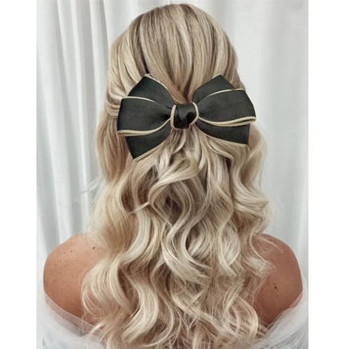 TseenYi Große Haarschleife Haarspange Schwarz Fabrac Bow Clip Barrette Große Schleife Knoten Haarnadel Bowknot Haarspange Vintage Fliege Barrette Clip Kopfbedeckung Winter Bandschleife Kopfbedeckungen von TseenYi