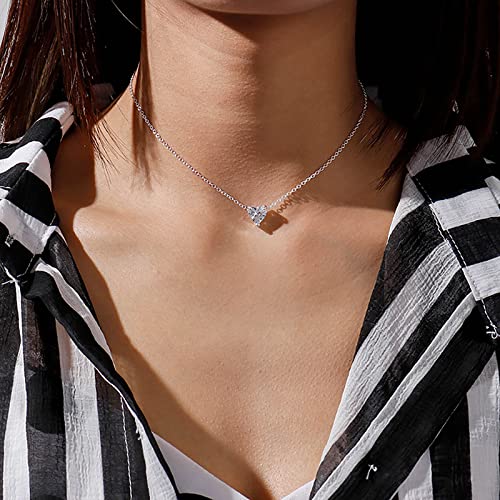 TseenYi Herz Cubic Zirkonia Halskette Funkelndes Herz Cz Halskette Kleines Herz Liebe Choker Halskette Kette Schmuck Für Frauen Und Mädchen Geschenke (Silber) von TseenYi