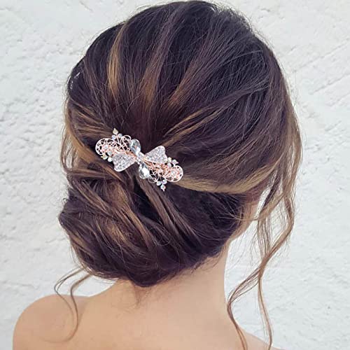 TseenYi Kristall Blume Haarspange Clip Strass Edelstein Haarspange Vintage Kristall Haarspange Clip Braut Hochzeit Kopf Clip Kopfbedeckung für Frauen und Mädchen (mit transparentem Kristall) von TseenYi