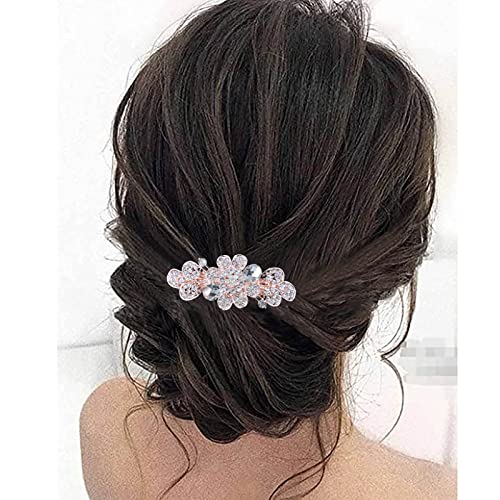 TseenYi Kristall Blume Haarspange Clip Strass Edelstein Haarspange Vintage Kristall Haarspange Clip Gold Blume Haarnadeln Bling Hochzeit Kopfbedeckung Frauen und Mädchen (mit transparentem Kristall) von TseenYi