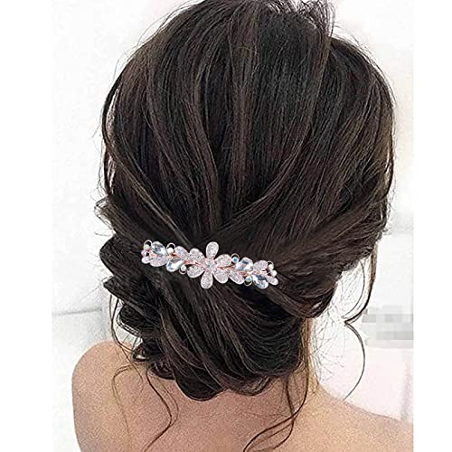 TseenYi Kristall Blume Haarspange Clip Strass Hochzeit Haarspange Haarspange Glanz Braut Dekorative Kopfbedeckung Gold Kristall Haarschmuck für Frauen und Mädchen (Transparent Kristall) von TseenYi