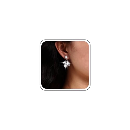 TseenYi Kristall-Cluster Braut Ohrringe Silber Cz Blatt Baumeln Ohrringe Strass Kronleuchter Ohrringe Cluster Blatt Tropfen Ohrringe Hochzeit Strass Tropfen Ohrringe Schmuck Für Frauen Und Mädchen von TseenYi