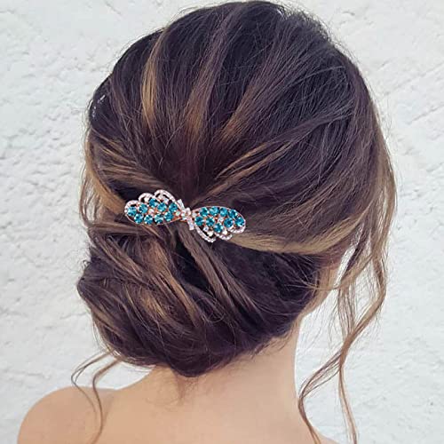 TseenYi Kristall Edelstein Haarspange Gold Strass Hochzeit Haarspange Haarspange Strass Flügel Haarspange Glänzend Braut Dekorative Kopfspange Schmuck Frauen und Mädchen Geschenke(Blauer Kristall) von TseenYi