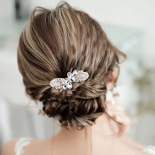 TseenYi Kristall Edelstein Haarspange Kristall Hochzeit Haarspange Gold Strass Haarspange Funkelnde Braut Deko Kopf Clip Blume Kopfbedeckung Schmuck für Frauen und Mädchen (mit transparentem Kristall) von TseenYi