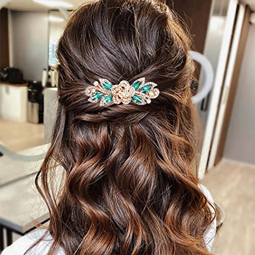 TseenYi Kristall-Haarspange Haarspange Blume Strass Haarspange Bling Kristall Hochzeit Haarspange Haarnadeln glänzend Braut dekorative Kopfbedeckungen Haarspange Frauen und Mädchen (Gold mit Blau) von TseenYi