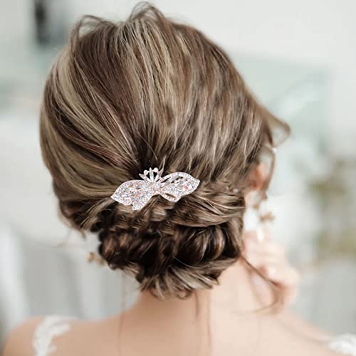 TseenYi Kristall Haarspange Haarspange Strass Hochzeit Haarspange Blume Schleife Kristall Haarspange Glanz Braut Dekorative Kopfbedeckung Strass Haarnadeln Frauen und Mädchen (Transparent Kristall) von TseenYi