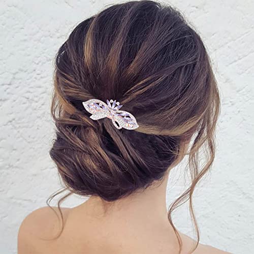 TseenYi Kristall Haarspange Haarspange Strass Hochzeit Haarspange Blume Schleife Kristall Haarspange Glanz Braut Dekorative Kopfbedeckung Strass Haarnadeln für Frauen und Mädchen (Lila Kristall) von TseenYi
