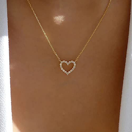 TseenYi Kristall Herz Halskette Gold Cz Herz Anhänger Halskette Boho Liebe Herz Halskette Funkelnde Kristall Herz Choker Halskette Kristall Liebe Anhänger Halskette Kette Schmuck Für Frauen Mädchen von TseenYi