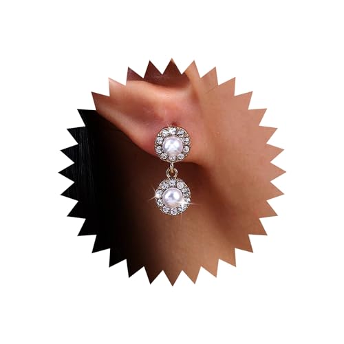 TseenYi Kristall Perle Baumeln Ohrstecker Ohrringe Gold Cz Perle Tropfen Ohrringe Vintage Perle Ohrringe Braut Perle Hochzeit Baumeln Ohrringe Glänzend Cz Ohrringe Schmuck Für Frauen Und Mädchen von TseenYi