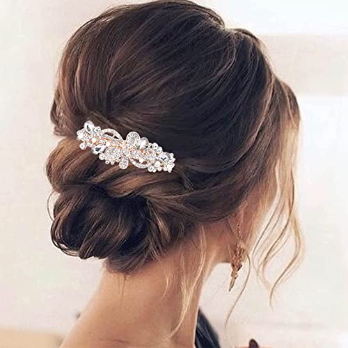 TseenYi Kristall Schmetterling Haarspange Gold Schmetterling Kristall Haarnadeln Strass Edelstein Haarspange Vintage Kristall Haarspange Hochzeit Frauen und Mädchen (mit transparentem Kristall) von TseenYi