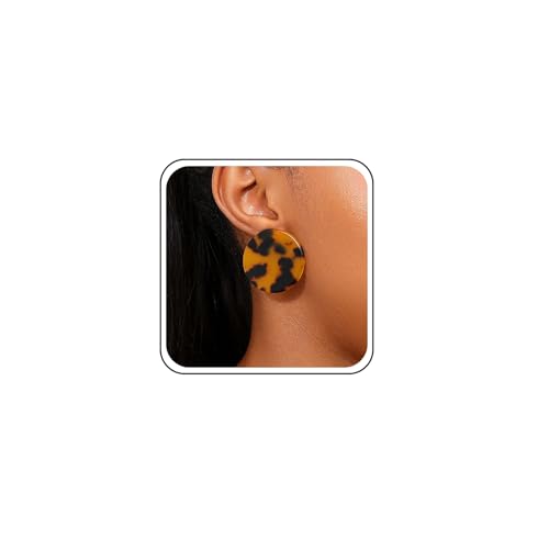 TseenYi Leopard Ohrstecker Ohrringe Runde Leopard Knopf Ohrringe Aussage Scheibe Münze Reifen Kreis Knopf Ohrstecker Ohrring Vintage Geometrische Runde Scheibe Ohrschmuck von TseenYi