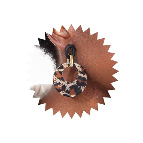 TseenYi Leopardenohrringe Runde Schildpatt-Acrylohrringe Geometrischer Kreis Reifen Ohrringe Leopardenscheibe Kreis Tropfen Ohrringe Große Link Tropfen Ohrringe von TseenYi