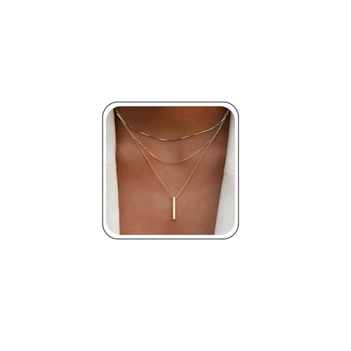 TseenYi Mehrschichtige Bar Anhänger Halskette Mehrschichtige Gold Halskette Vertikale Bar Anhänger Ketten Halsketten Schlangenkette Choker Halsketten von TseenYi