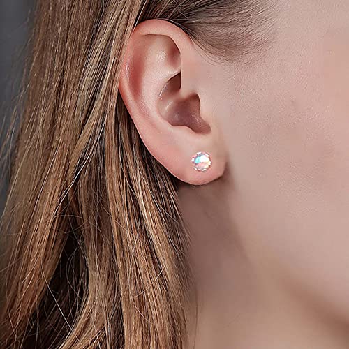 TseenYi Mini Opal Mondstein Ohrstecker Ohrringe Silber Opal Ohrringe Kleiner Kreis Mondstein Ohrringe Winziger Mondstein Punkt Ohrringe Retro Minimalistisch Ohrringe Für Frauen Und Mädchen Geschenke von TseenYi