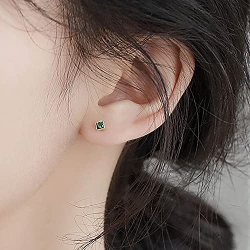 TseenYi Mini Quadratische Smaragd Ohrstecker Kleine Smaragd-Edelstein-Ohrringe Gold Winzige Smaragd-Kristall-Ohrringe Retro Quadratische Grüne Edelstein-Ohrringe Schmuck Für Frauen Und Mädchen von TseenYi