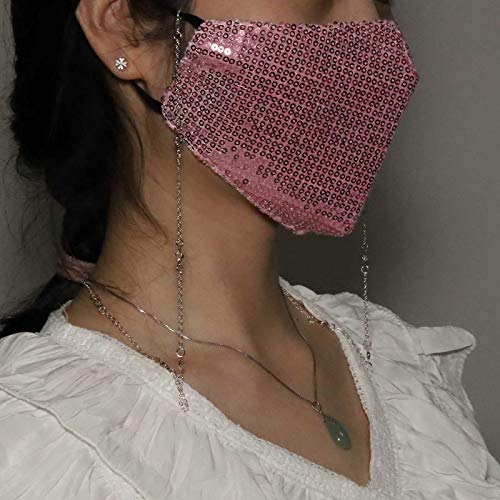 TseenYi Mode Multifunktionale Maske Kette mit Strass Maske Zubehör Kette Gesicht Abdeckung Halter Brillenkette Halskette für Frauen und Mädchen (Silber) von TseenYi