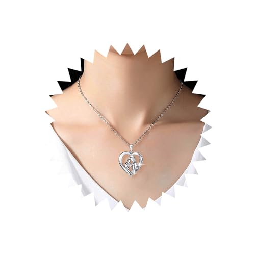 TseenYi Silberne Mutter Und Kind Herz Anhänger Hohlen Halskette Cz Herz Halskette Boho Stil Frauen Und Mädchen Geschenke von TseenYi