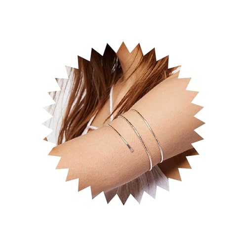 TseenYi Oberarmstulpe Armband Silber Oberarmstulpe Punk Wrap Oberarmstulpe Armband Cool Minimalistisch Offen Verstellbar Armstulpe Armstulpe Schmuck Für Frauen Und Mädchen von TseenYi
