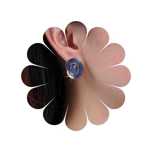 TseenYi Ovale Blaue Saphir Ohrringe Boho Blaue Kristall Kreis Ohrringe Blauer Opal Ohrhänger Vintage Saphir Edelstein Ohrringe Opal Ohrstecker Schmuck Für Frauen Und Mädchen von TseenYi