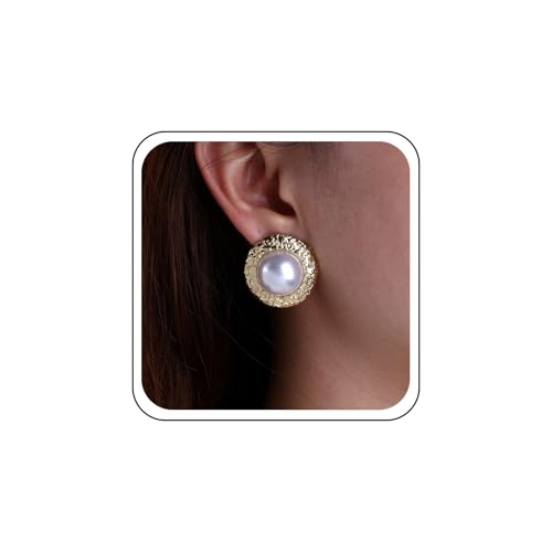 TseenYi Perlen Ohrstecker Ohrringe Gold Perlen Ohrring Weiß Perlen Ohrstecker Ohrringe Runde Perlen Ohrring Braut Hochzeit Vintage-Schmuck von TseenYi