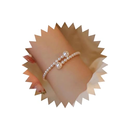 TseenYi Perlenarmband Für Frauen Offenes Perlenarmband Weißes Perlenarmband Offener Verschluss Armreif Armband Vintage Perlenarmband Perlenperlen Offenes Armband Perlenohrringe Perlenhochzeit von TseenYi