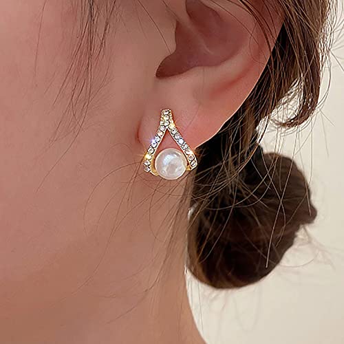 TseenYi Perlenohrringe Ohrstecker Goldene Perlenohrringe Cz Perle Tropfen Ohrringe Braut Perle Tropfen Reif Ohrringe Hochzeit Schmuck Für Frauen Und Mädchen von TseenYi