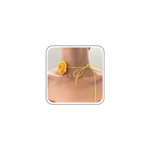 TseenYi Rose Blume Samt Choker Halskette Vintage Gelbe Rose Choker Halskette Große Blume Wildleder Halskette Gelbe Blume Wildleder Halskette Lolita Lange Wickeln Neckalce Schmuck Für Frauen von TseenYi