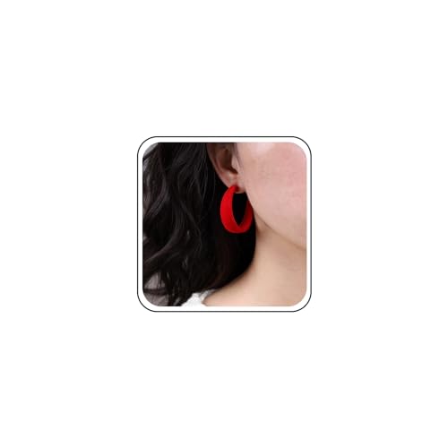 TseenYi Rot C Form Ohrringe Plüsch C Runde Reifen Ohrringe Rot Leicht C Form Ohrringe Vintage Plüsch Geometrische Übertrieben Ohrringe Schmuck Für Frauen Und Mädchen von TseenYi