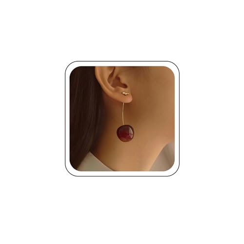 TseenYi Rote Kirsche Baumeln Ohrringe Niedlich Kirsche Tropfen Ohrringe Gold Obst Kirsche Süße Tropfen Ohrringe Kirsche Lustige Tropische Früchte Baumeln Ohrringe Schmuck Für Frauen Mädchen von TseenYi