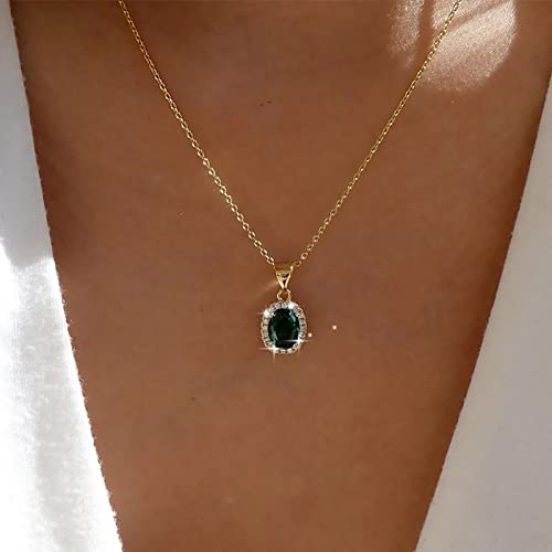 TseenYi Rubin Edelstein Anhänger Halskette Retro Rot Oval Edelstein Halskette Funkelnde Cz Anhänger Halskette Boho Gem Gold Choker Halskette Kette Schmuck Für Frauen Und Mädchen Geschenke von TseenYi