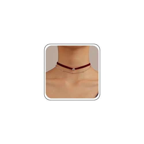 TseenYi Samt Choker Halskette Kurz Boho Satinband Halskette Gold Perlen Kette Geschichtet Halskette Kette Schmuck Für Frauen Und Mädchen Geschenke von TseenYi